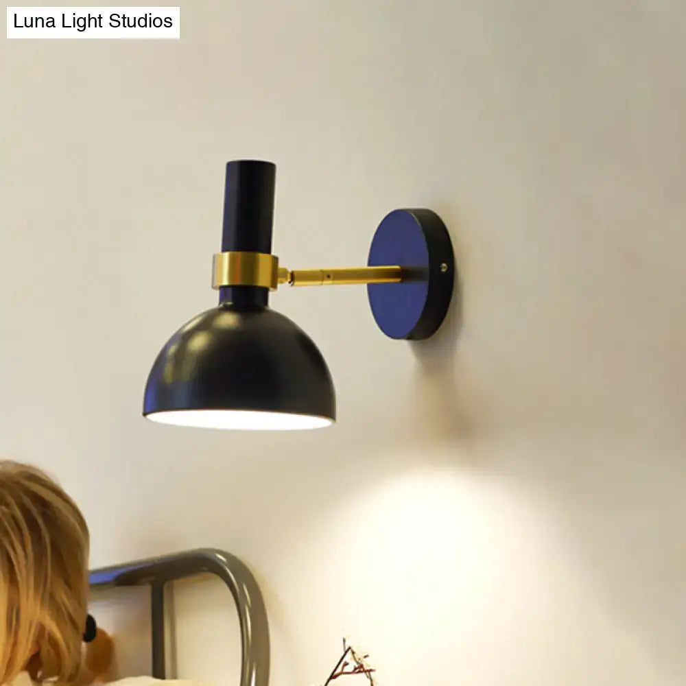 Modern black and brass domed wall lamp with sleek design ideal as led incandescent fluorescent bedside wall lamp
