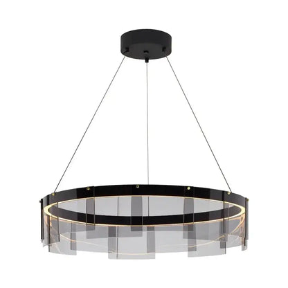Modern black and clear acrylic luxury chandelier with integrated led lighting for kitchen island decorbites glass circle led