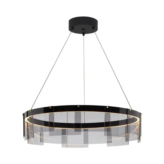 Modern black and clear acrylic luxury chandelier with integrated led lighting for kitchen island decorbites glass circle led