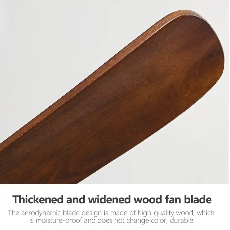 Modern black and dark brown wooden ceiling fan blade with thickened wide design and rich natural wood grain finish