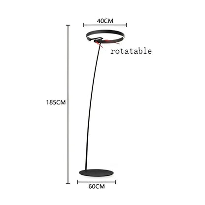 Modern black metal floor lamp with adjustable height and circular head from decorbites circular luminescence led series