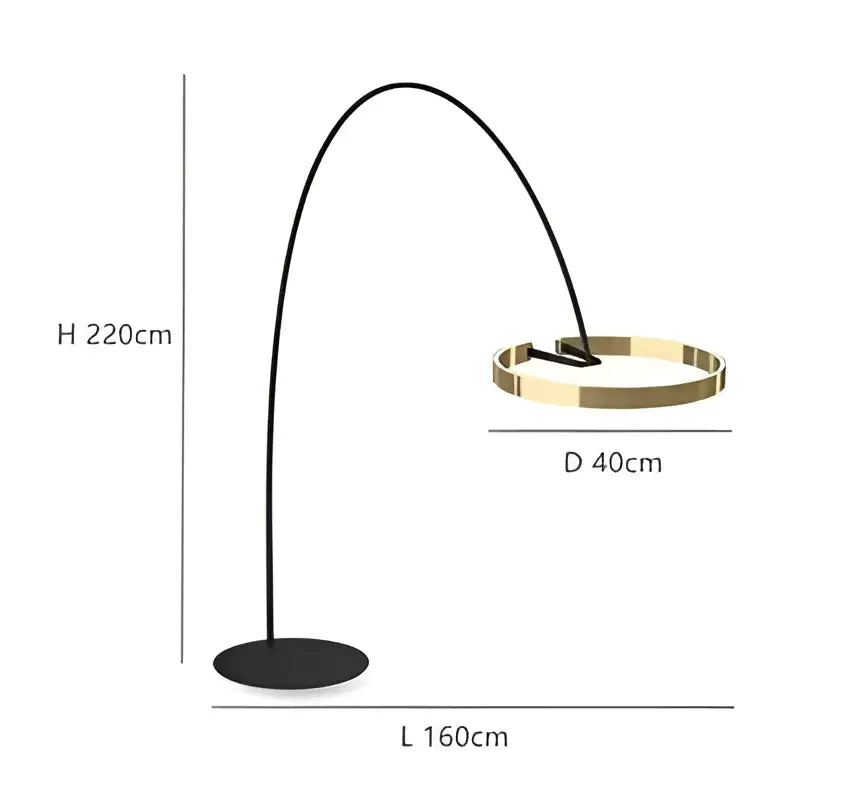 Modern black and gold decorbites circular luminescence led floor lamp with arched sleek design for living room decor