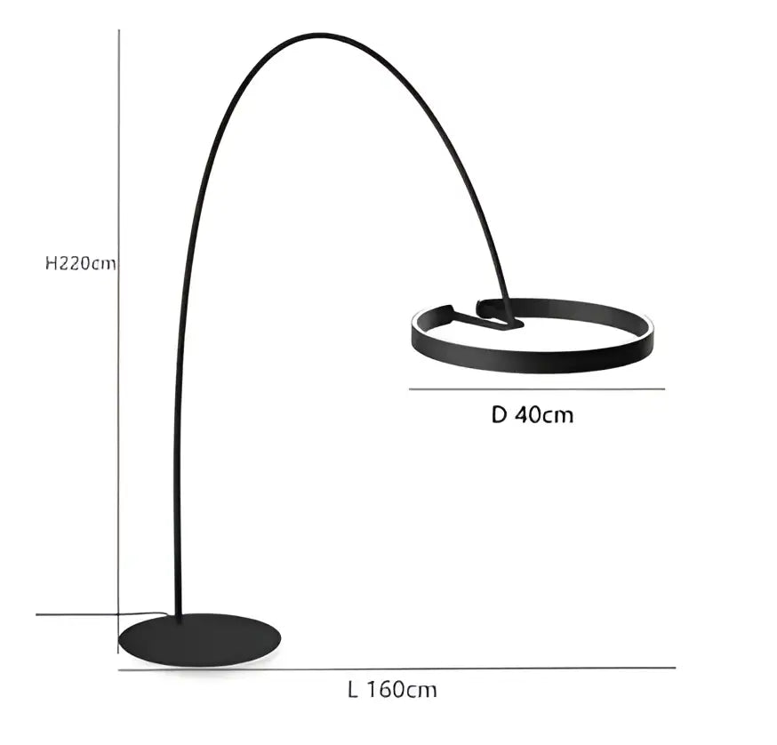 Modern black and gold decorbites circular luminescence led floor lamp with sleek curved arch and circular base for living room decor