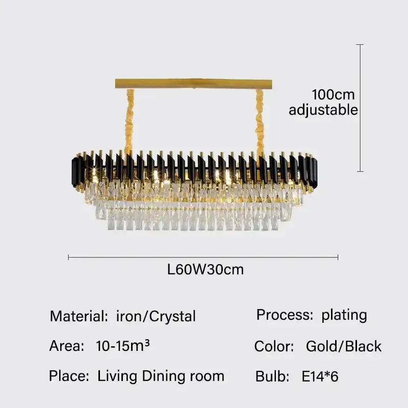 Modern black and gold crystal led pendant chandelier with crystal droplets for dining room decorbites crystal led lighting