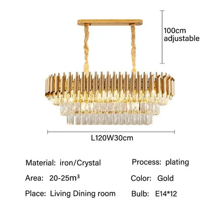 Modern black and gold crystal led pendant chandelier with gold-plated iron and cascading crystal tiers for dining room decorbites crystal led