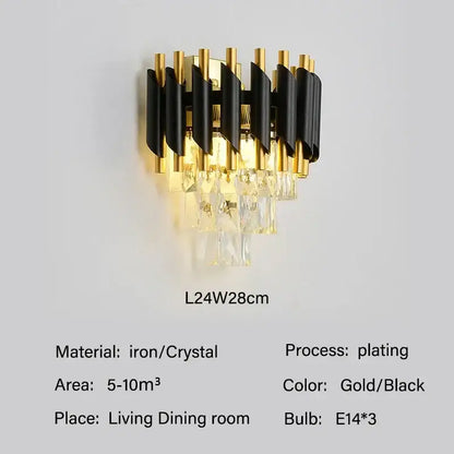 Modern black and gold wall sconce with crystal accents for decorbites crystal led pendant chandelier dining room decor