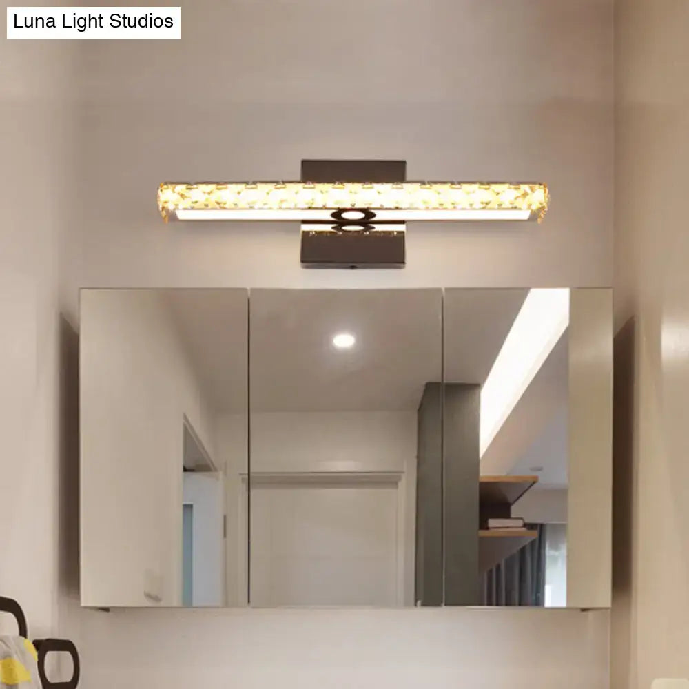 Modern black and gold crystal led wall light bathroom fixture with sleek metal frame and illuminated glass panel