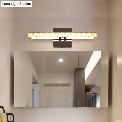 Modern black and gold crystal led wall light bathroom fixture with sleek metal frame and illuminated glass panel