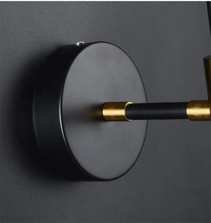 Modern black and gold glass ball wall lamp with matte circular base minimalist wall lamp for living room decorbites glass ball