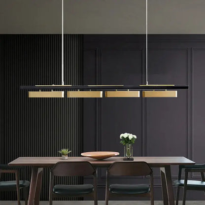Modern black and gold led strip pendant light with sleek metallic finish, perfect pendant lights for dining room decorbites led strip
