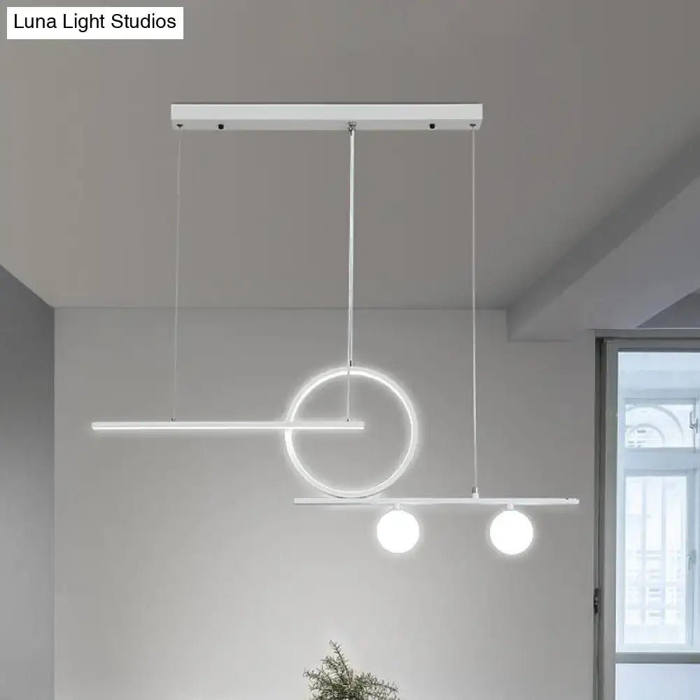 Modern white led pendant ceiling light with minimalist geometric design and frosted glass for island lighting