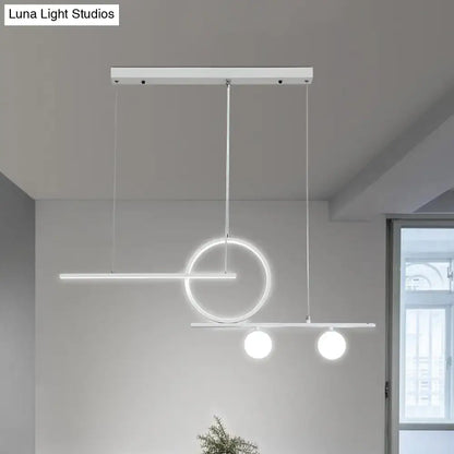 Modern white led pendant ceiling light with minimalist geometric design and frosted glass for island lighting