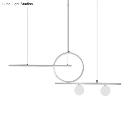 DecorBites™ Nordic metal island lighting pendant with sleek silver frame and frosted glass spheres for dining room ceiling light
