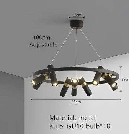 Modern black and gold pendant light featuring an 18 gu10 bulb decorbites black ring led chandelier for living room decor