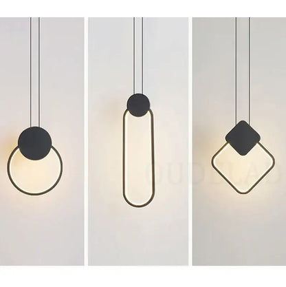 Modern black and gold ring pendant lamp with sleek black ring pendant design and warm white geometric LED light for dining room decorbites black ring