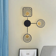 Modern black and gold geometric sunburst led wall sconce 12 inches fixture perfect for dining room lighting