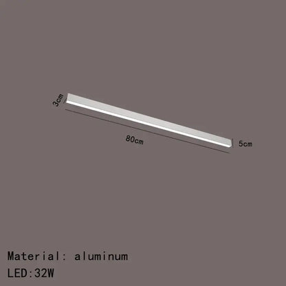 Modern black and metallic decorbites led ceiling light with sleek silver aluminum 80cm strip and 32w power for living room