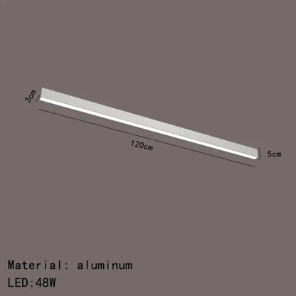 Modern black and metallic led ceiling light 120cm aluminum sleek slim profile for living room decorbites led ceiling