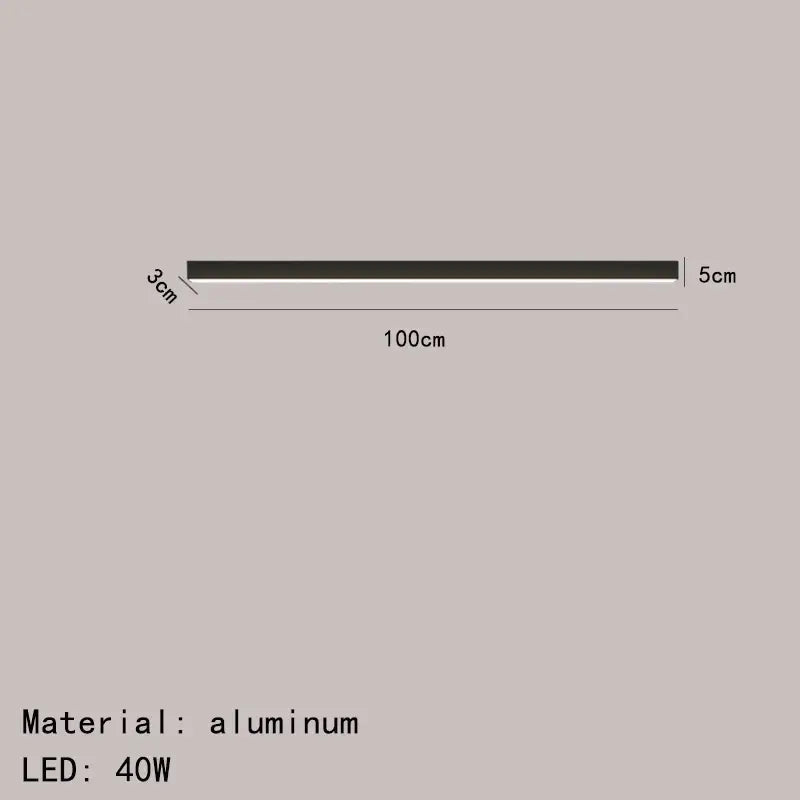 Modern black and metallic aluminum led ceiling light 100cm long with 40w bulb for living room decorbites led ceiling