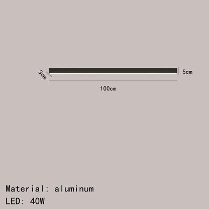 Modern black and metallic aluminum led ceiling light 100cm long with 40w bulb for living room decorbites led ceiling