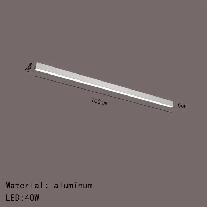 Modern black and metallic aluminum led ceiling light bar 100cm long with slim profile for living room decorbites led ceiling