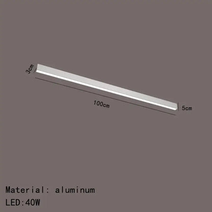 Modern black and metallic aluminum led ceiling light bar 100cm long with slim profile for living room decorbites led ceiling