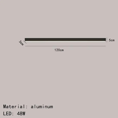 Modern black and metallic aluminum led ceiling light 120cm long 48w slim design for living room decorbites led ceiling
