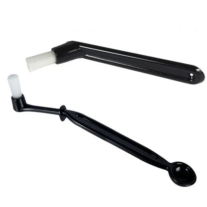 Modern black and white coffee machine brush with white bristles and spoon attachment for decorbites coffee machine cleaning tool