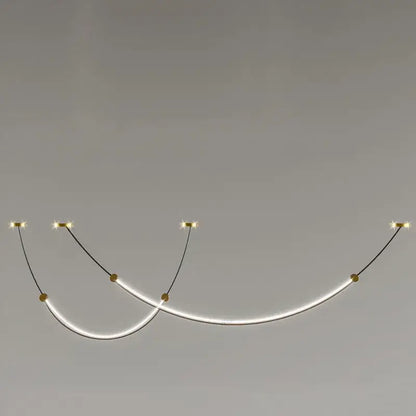 Modern black and white designer arc line dining room chandelier with sleek black cords and gold hardware by decorbites designer arc