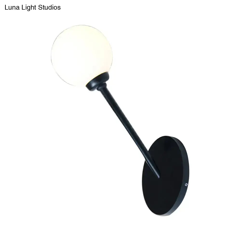 Modern black and white glass globe wall sconce with matte finish e26 e27 base for dining room lighting