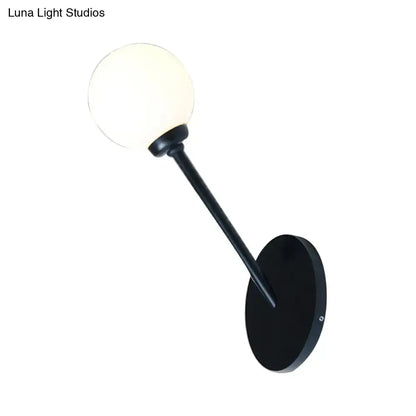 Modern black and white glass globe wall sconce with matte finish e26 e27 base for dining room lighting