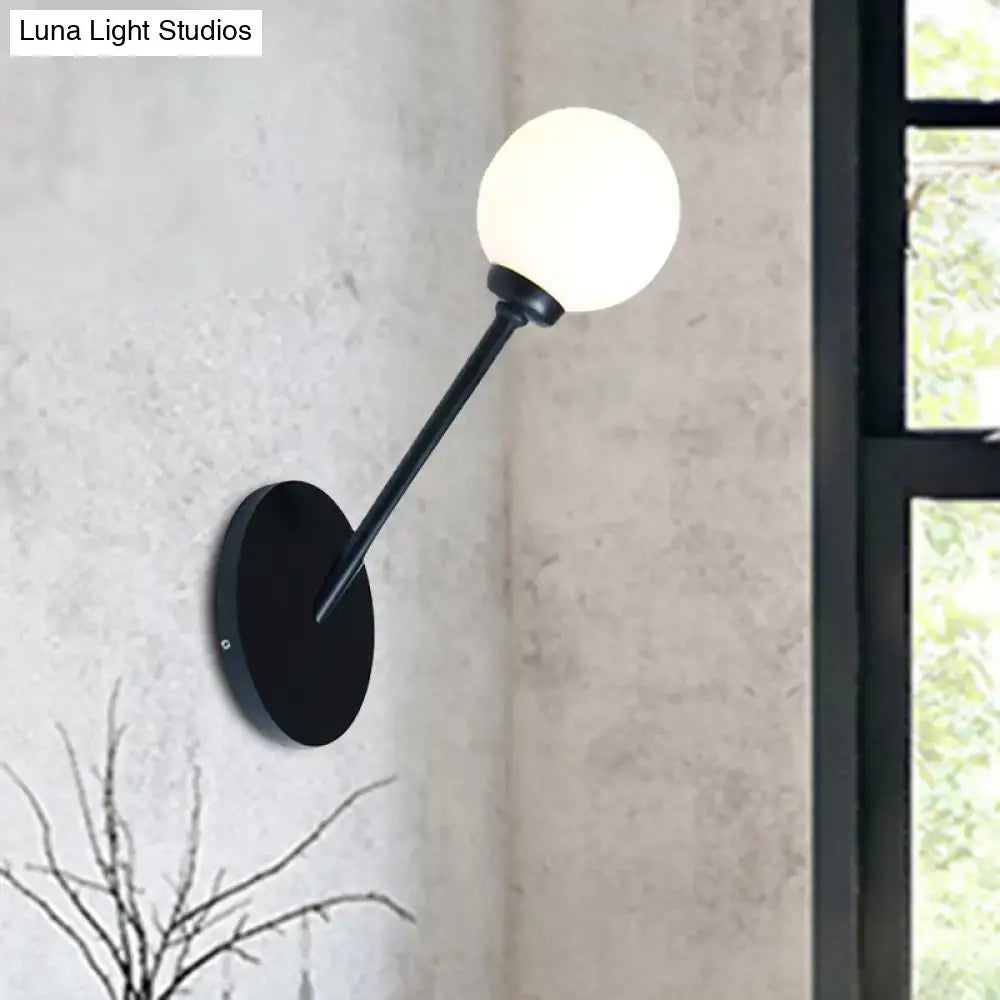 Modern black spherical globe wall sconce with matte finish e26 e27 base for dining room lighting