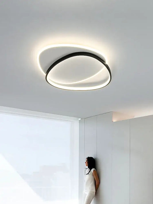 Modern black and white led ceiling lamp with sleek black frame and glowing circular design for bedroom decorbites led ceiling