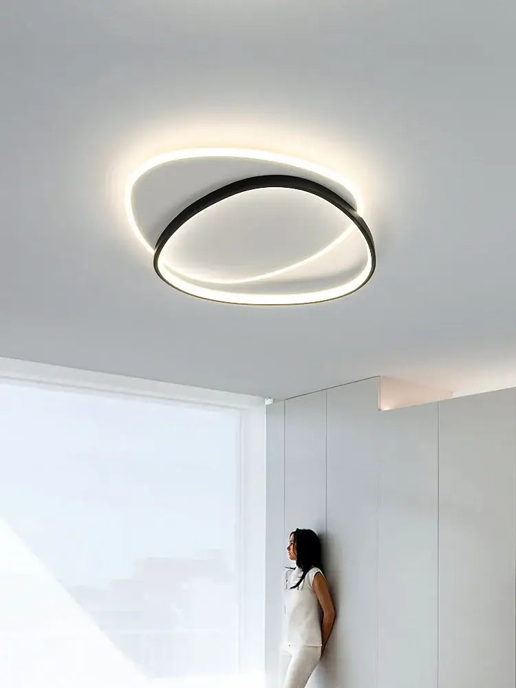 Modern black and white led ceiling lamp with sleek black frame and glowing circular design for bedroom decorbites led ceiling