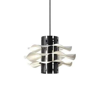 Modern black and white wave-shaped pendant lamp with sculptural design for decorbites designer restaurant use