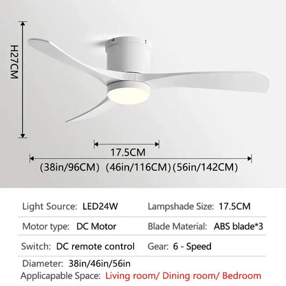Modern black and wood decorbites 46in led ceiling fan with white abs blades and integrated led light for bedrooms