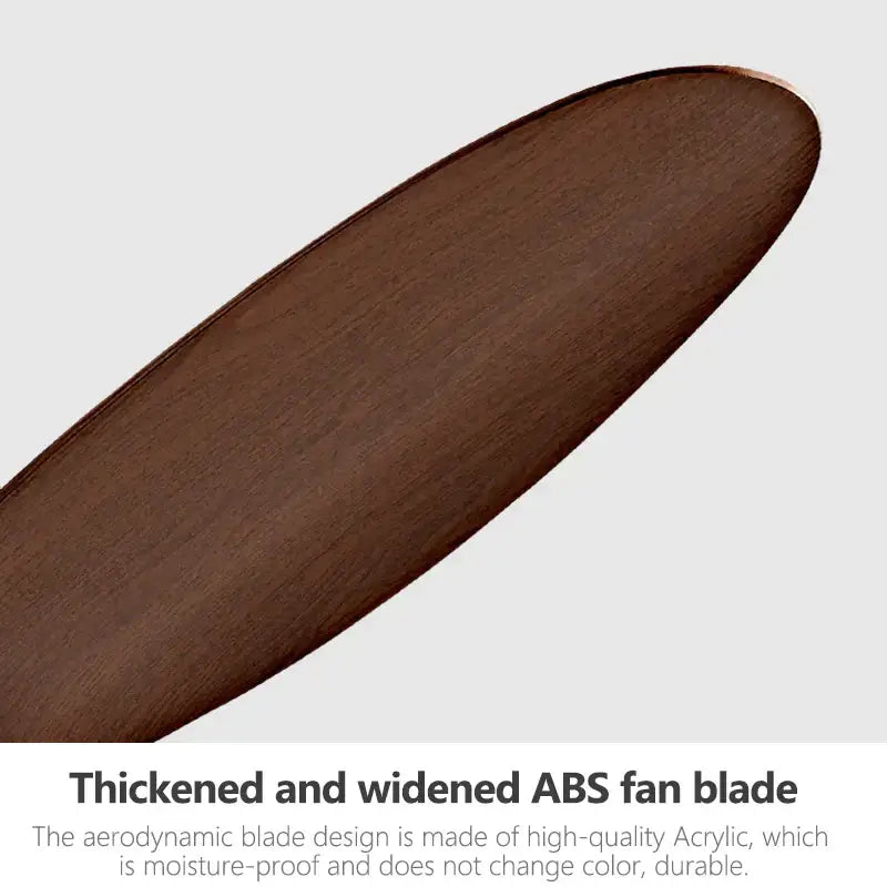 Modern black and wood dc ceiling fan with remote control featuring a dark brown thickened aerodynamic abs blade