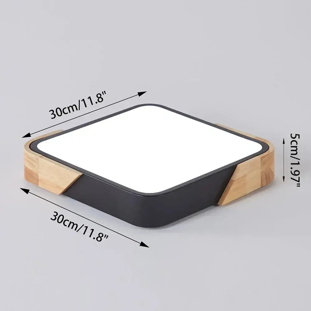 Modern black and wood led ceiling light with a square frame featuring natural wood accents for bedroom decorbites led ceiling