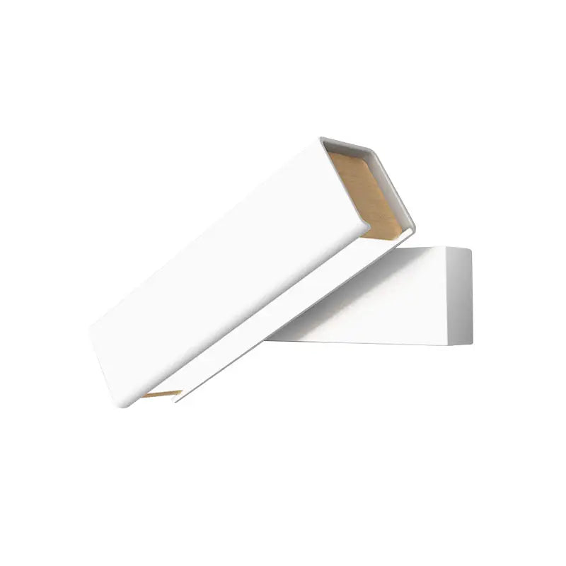 White rectangular wall-mounted led sconce lamp with gold-toned interior lining and minimalist design for bedroom use