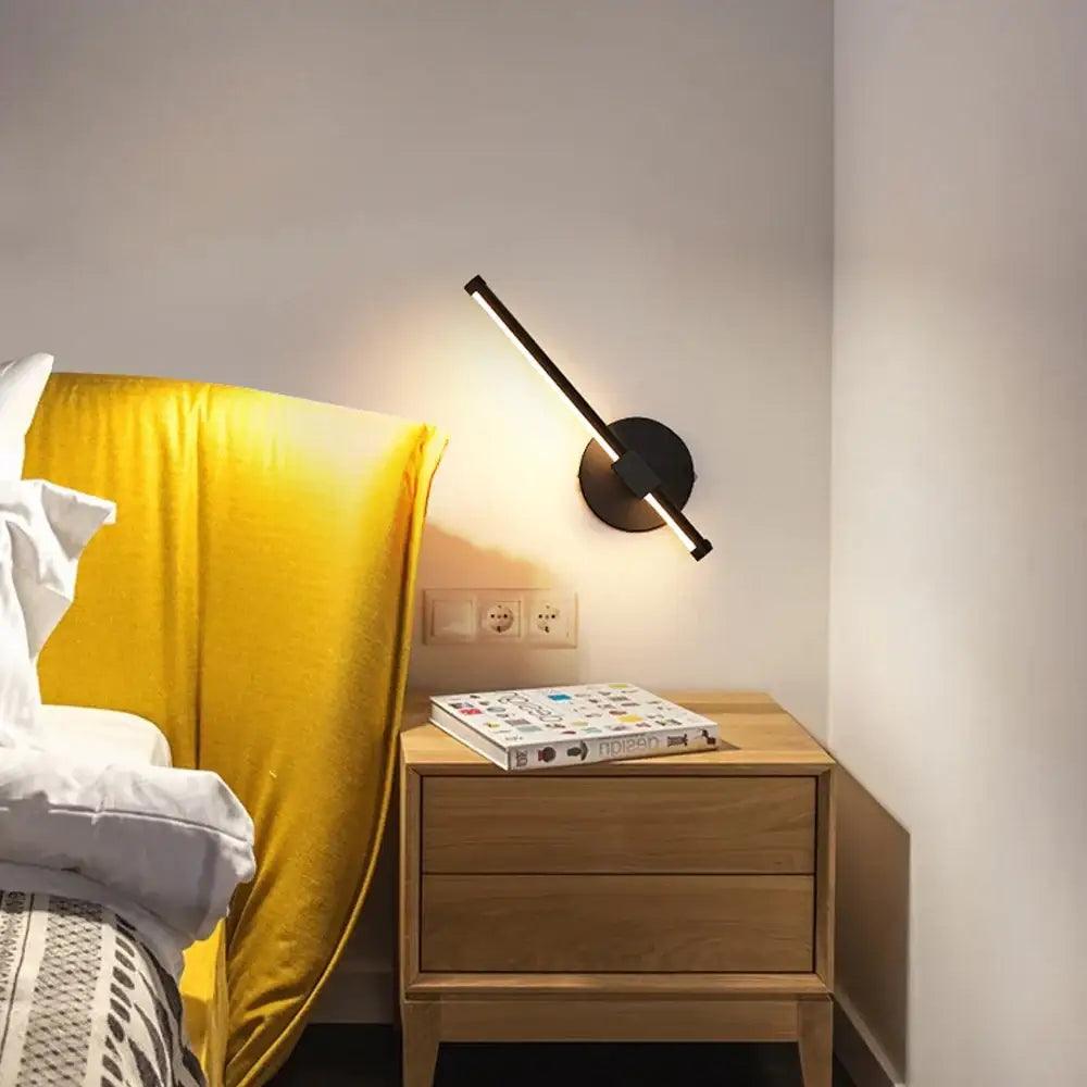 Modern black angular led wall light with sleek design and warm light for bedroom decorbites indoor led wall use
