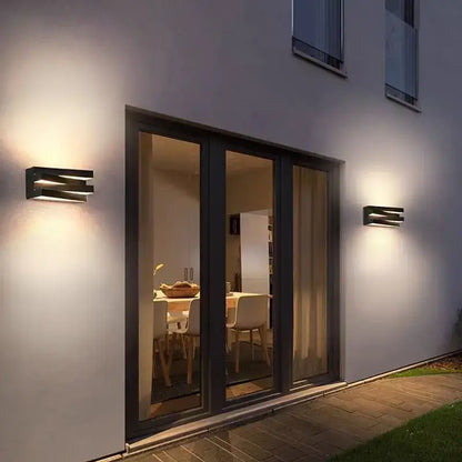 Modern black angular metal wall lamp with ip65 outdoor wall rating for villa porch lighting