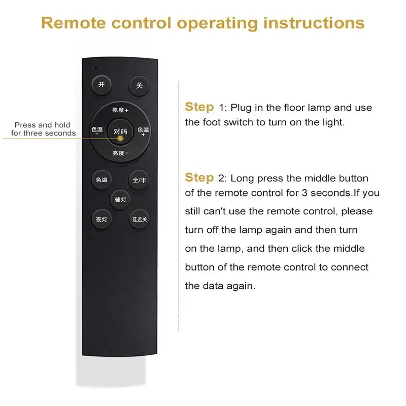 Black remote control with circular buttons and chinese characters for decorbites arc rgb led floor lamp decor use