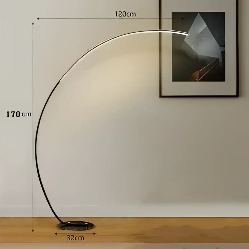 A sleek black metal floor lamp with curved design and integrated led light for modern living room decorbites arc rgb