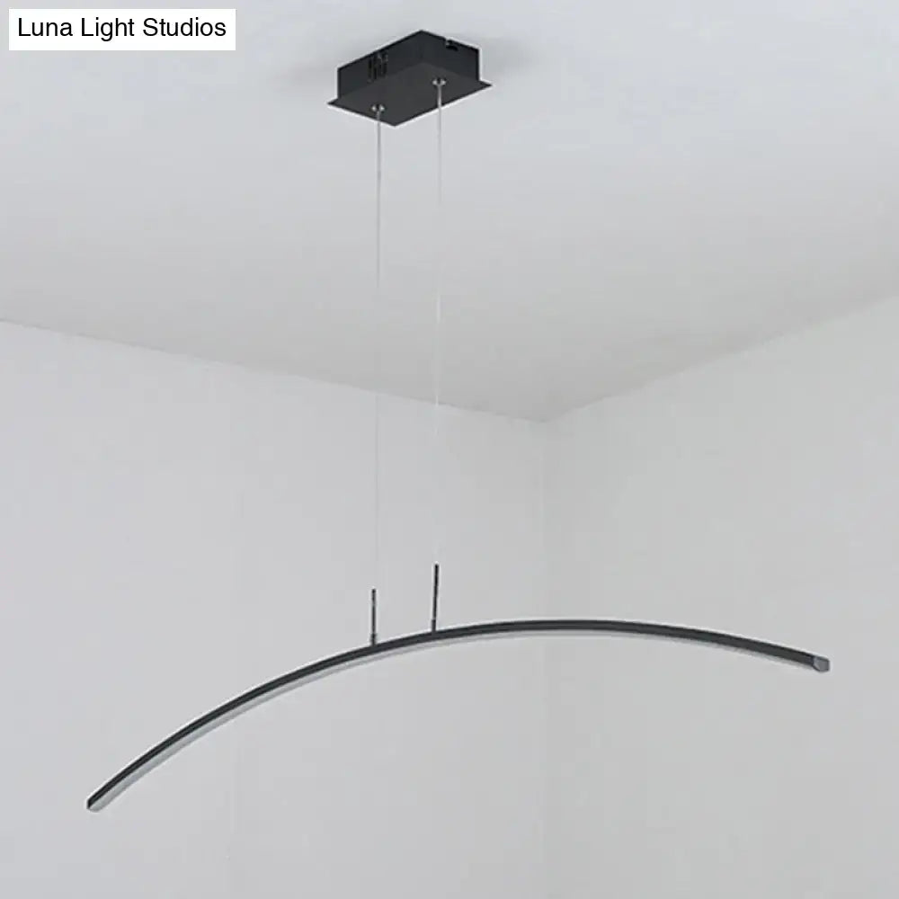 Modern black arched led pendant light with sleek curved design and smd light type for dining room island illumination