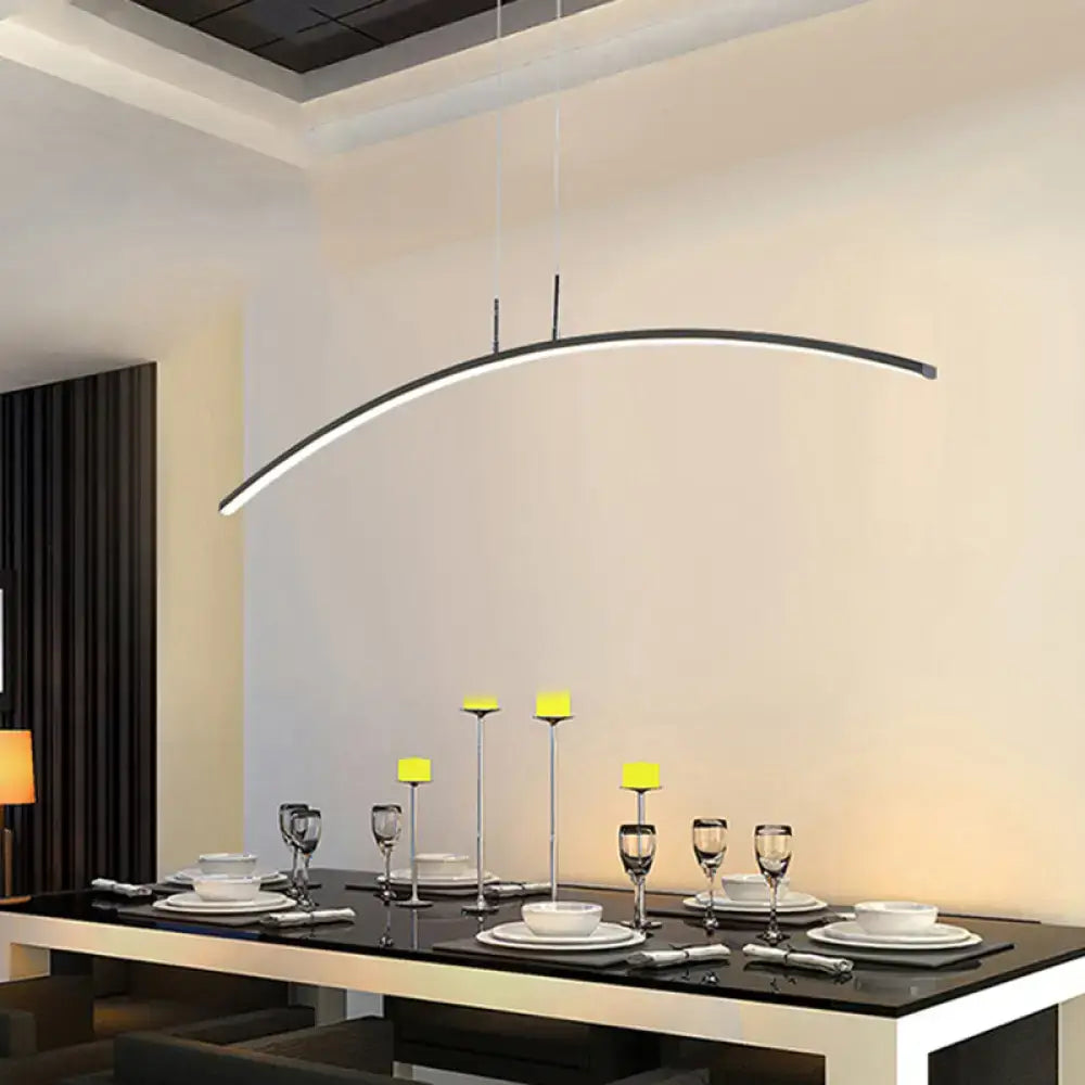 Modern black arched led pendant light with sleek curved design and smd light type for dining room island use