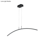 Modern black arched led pendant light with sleek metallic finish and smd light type for dining room island lighting