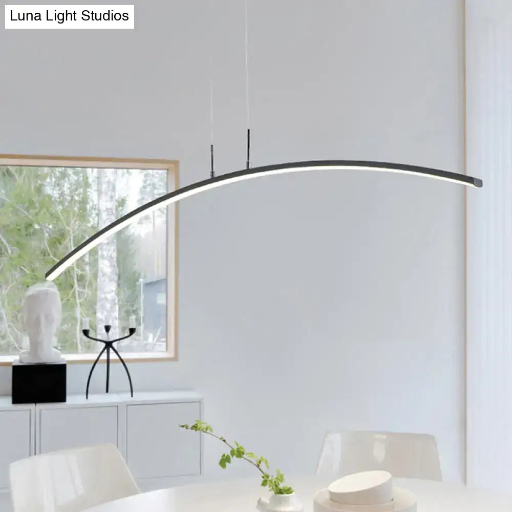 Modern black arched led pendant light with sleek curved design featuring smd light type for dining room island use