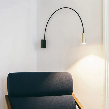 Modern black and brass arched led wall mount light with minimalist design for living room wall mount lighting