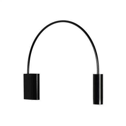 Modern black arched led wall mount light with two cylindrical fixtures for living room wall mount use