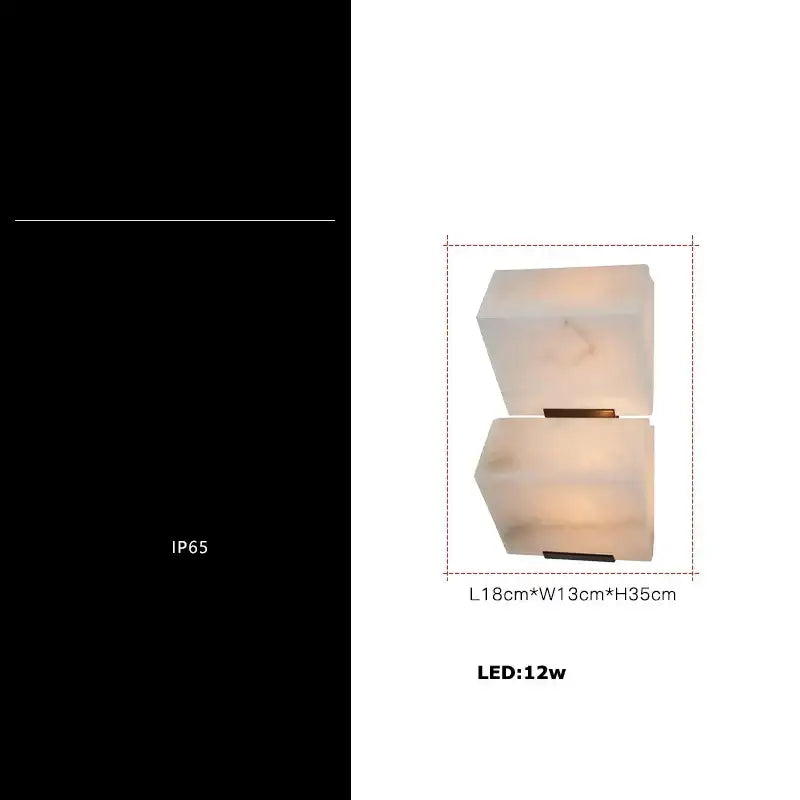 Modern black art deco marble led wall light with double-tiered frosted white marble-like shades and brass accents by decorbites art deco